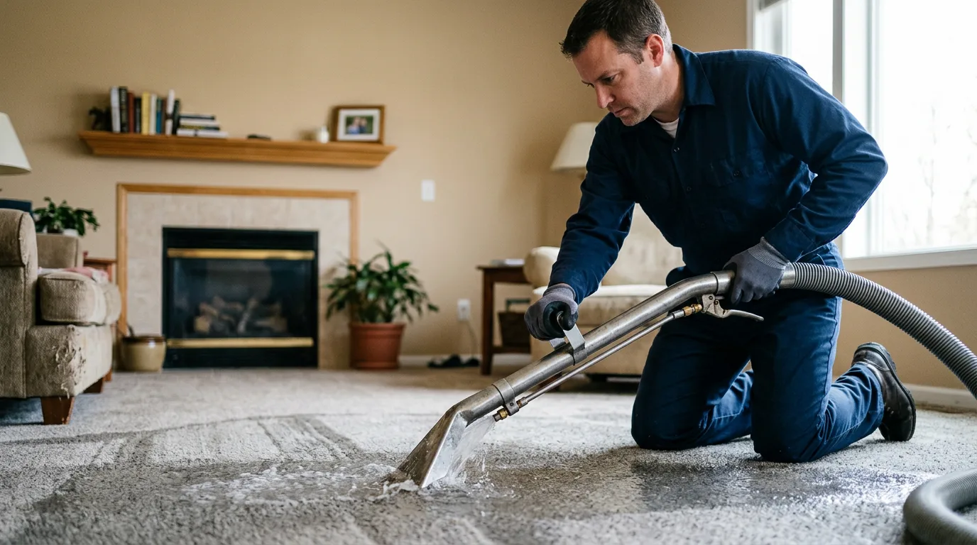 Water damage restoration technician working near Mount Shasta, CA